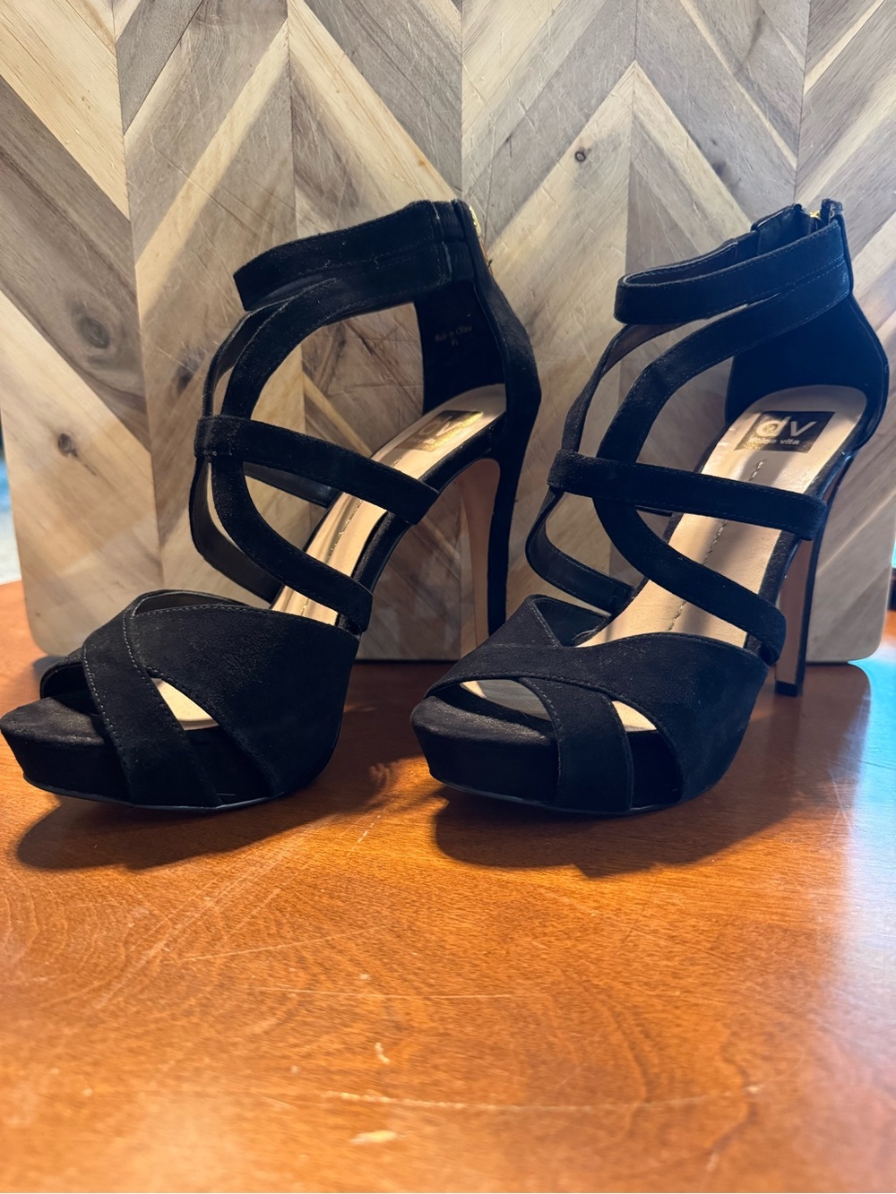 Dolce Vita Black Suede Strappy Platform Heels